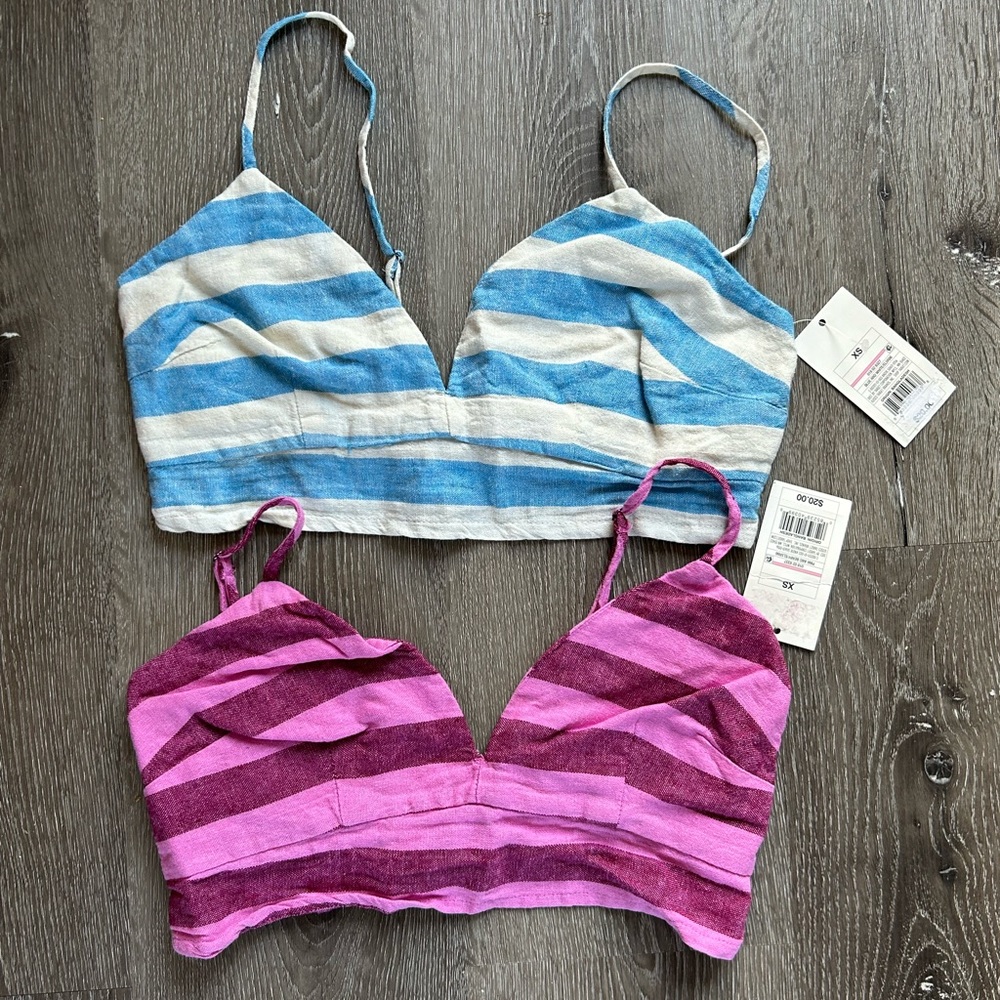 a new day Blue & White and Pink & Magenta Striped Bandeau Bralettes (2-Pack)